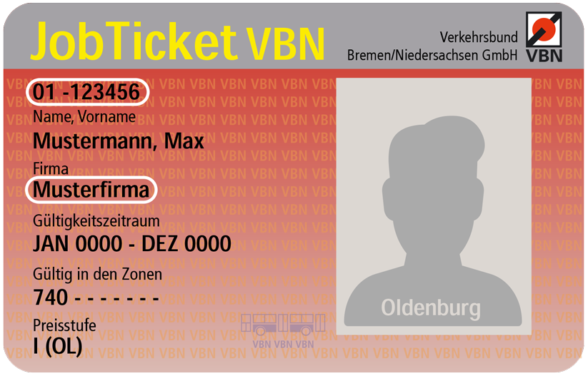 Jobticket VWG Oldenburg Vorderseite