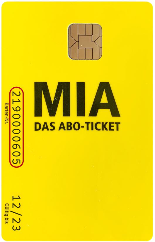 MIA-Karte Vorderseite